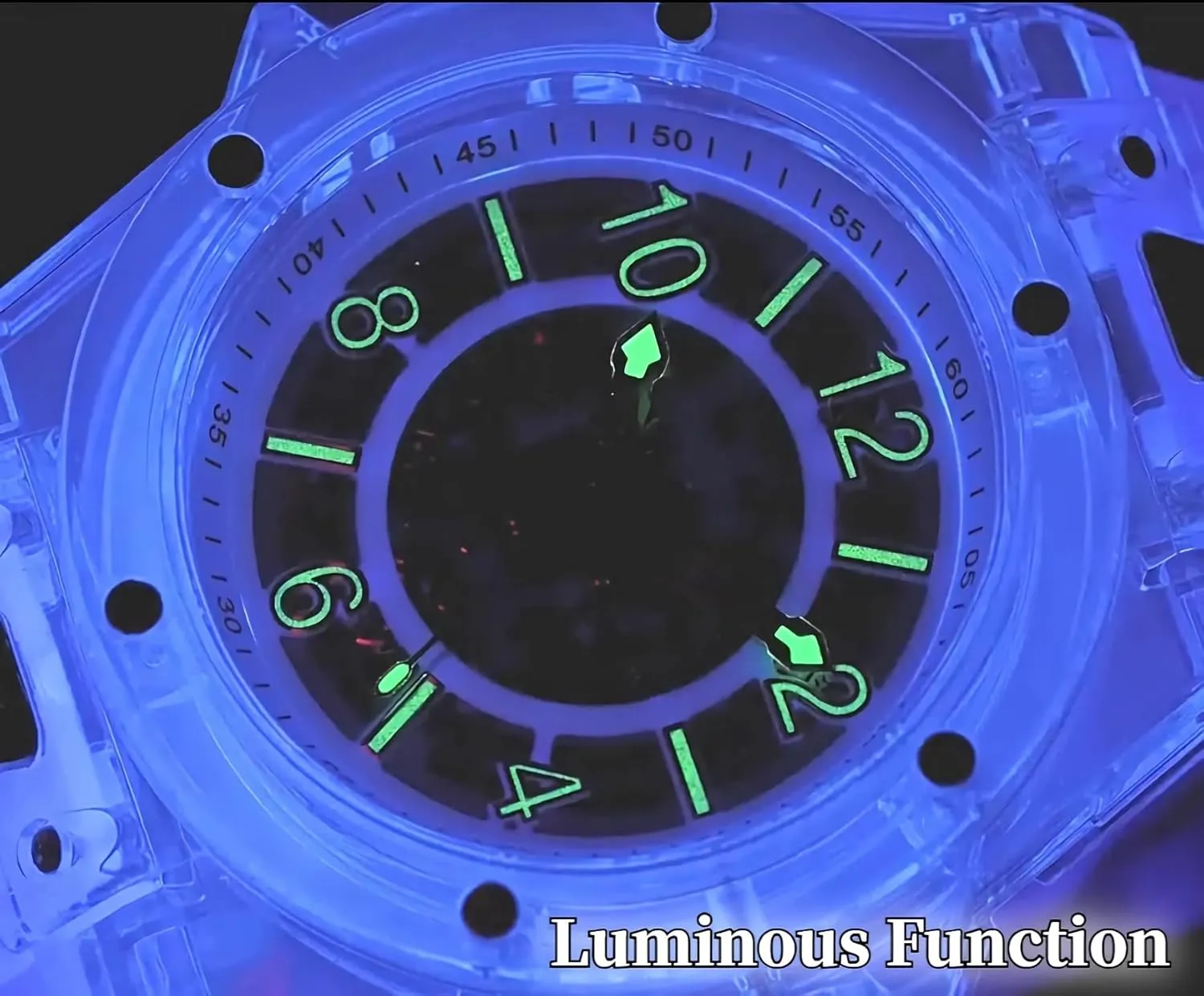 Watches for Men Hollowed Men Mechanical Watches Transparent Tonneau Shape scourge feather affection Case Business Watches Silicone Strap Waterproof Luminous Fashion 