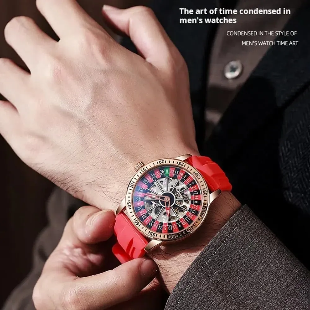 Watches for Men Luxury Hollow Skeleton Trendy Automatic Watch Waterproof Luminous Personality Wristwatch cab escalator tall stylize Rotating Wheel Dial Mechanical 