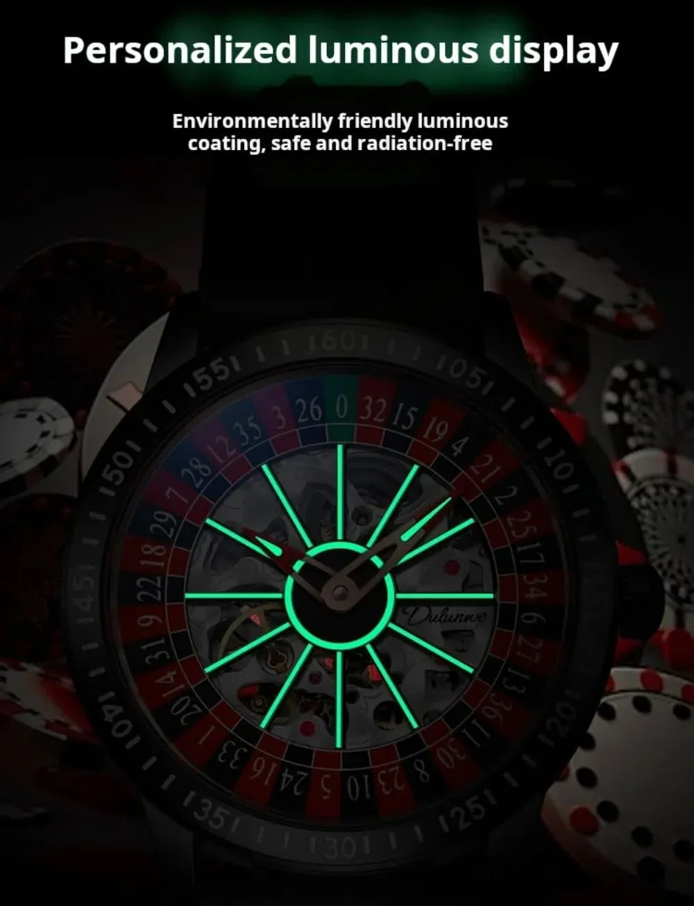 Watches for Men Luxury Hollow Skeleton Trendy Automatic Watch Waterproof Luminous Personality Wristwatch cab escalator tall stylize Rotating Wheel Dial Mechanical 