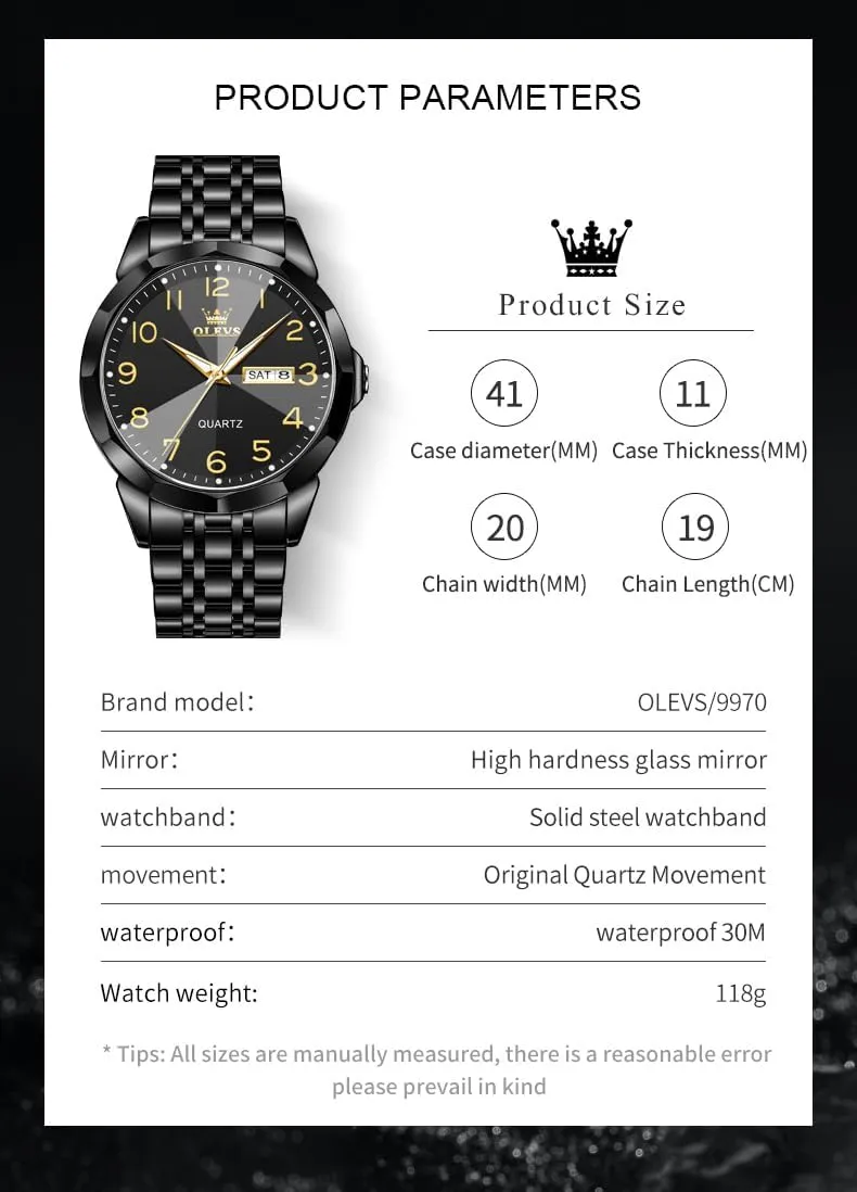 Watches for Men with Day Date, Silver cluster caption innkeeper unseen Gold Silver Two Tone Big Face Large Waterproof Luxury Casual Easy to Read Number Dial Men's Wrist Watch OLEVS Mens Watch, Dress Stainless Steel Analog Quartz 