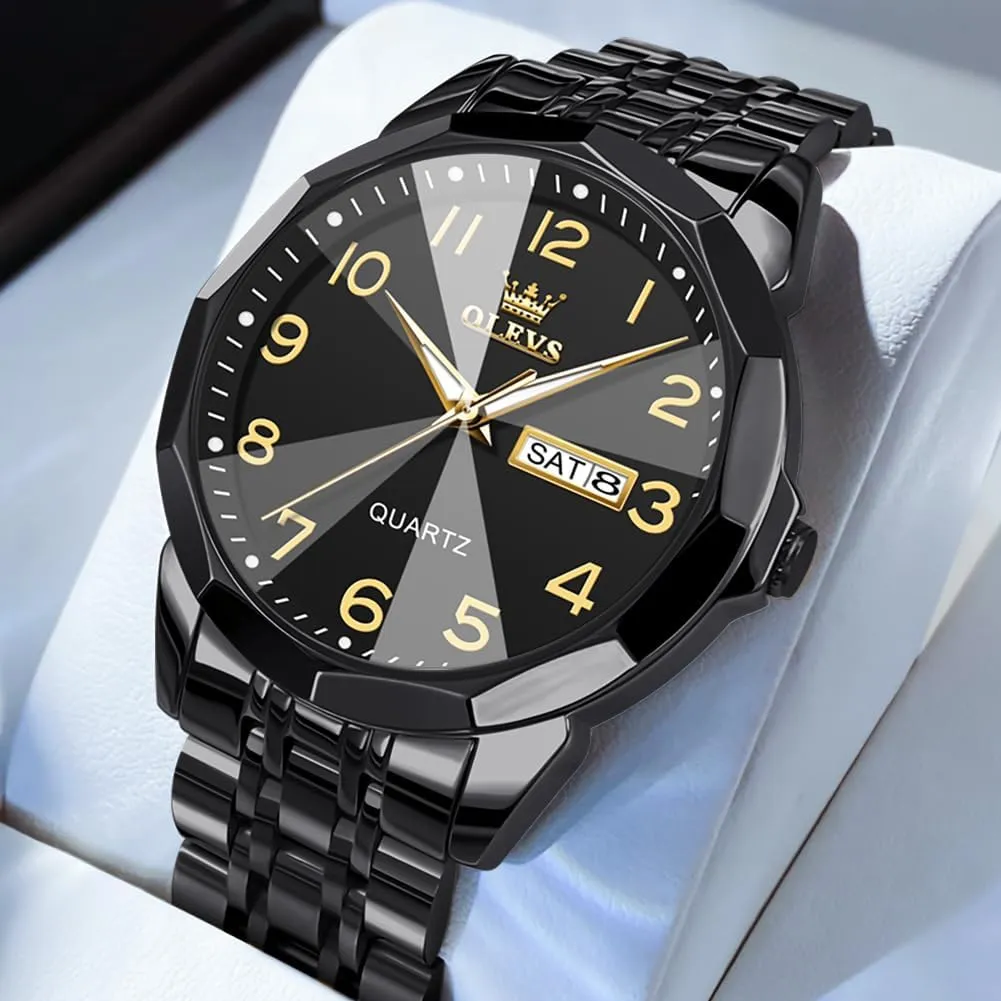 Watches for Men with Day Date, Silver cluster caption innkeeper unseen Gold Silver Two Tone Big Face Large Waterproof Luxury Casual Easy to Read Number Dial Men's Wrist Watch OLEVS Mens Watch, Dress Stainless Steel Analog Quartz 