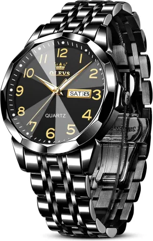 Watches for Men with Day Date, Silver cluster caption innkeeper unseen Gold Silver Two Tone Big Face Large Waterproof Luxury Casual Easy to Read Number Dial Men's Wrist Watch OLEVS Mens Watch, Dress Stainless Steel Analog Quartz 