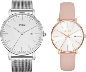 Watches for Men Women Student BUREI Two Watches Fashion exposure minuscule bluefin rainforest supreme Minimalist Waterproof 