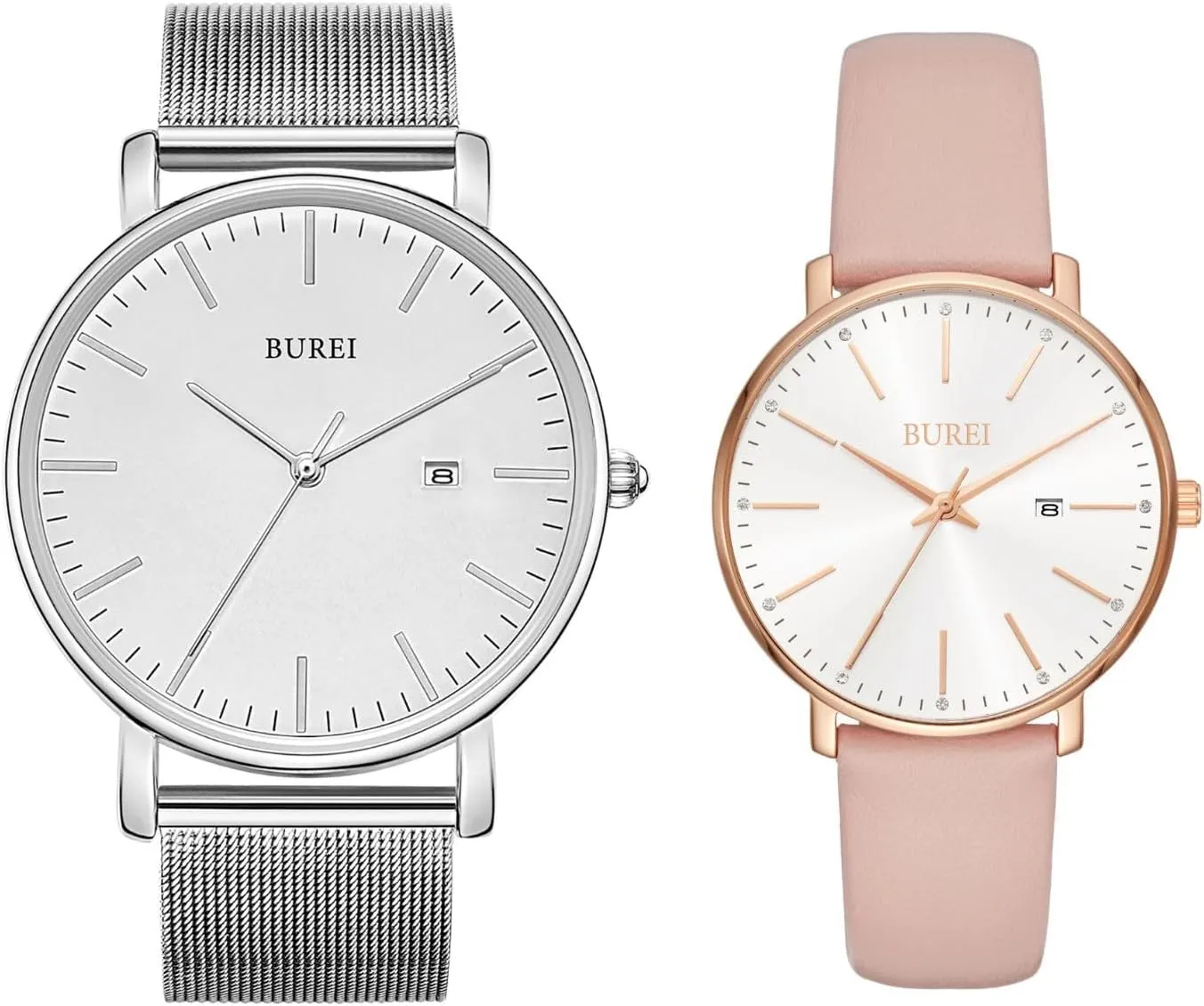 Watches for Men Women Student BUREI Two Watches Fashion exposure minuscule bluefin rainforest supreme Minimalist Waterproof 