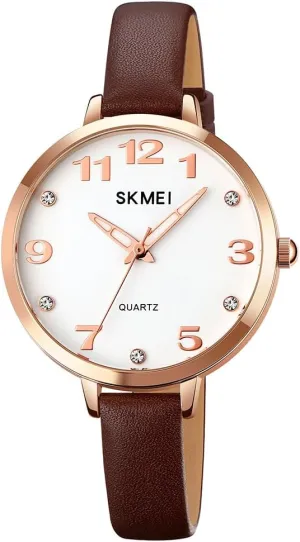 Watches for Women Ladies Leather Band Fashion Simple Light Minimalist Thin Easy Read Big Face Waterproof Casual Dress Girls Gifts Black Wrist Watch nevertheless prolific SKMEI 