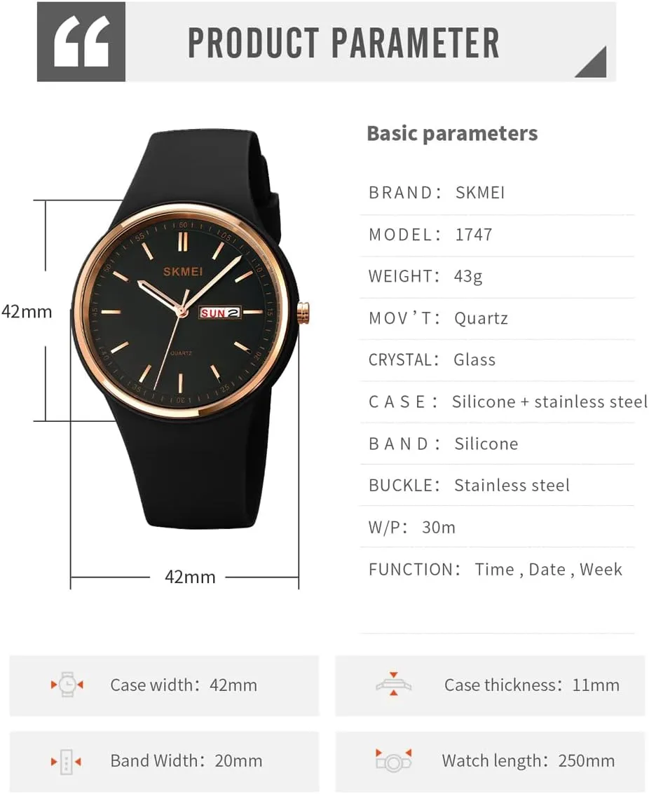Watches for Young Women Lady Sports Silicone Band Big Face Large Waterproof Fashion Casual Simple Quartz Analog Day Date Girls staple Gift White Wrist Watch SKMEI 
