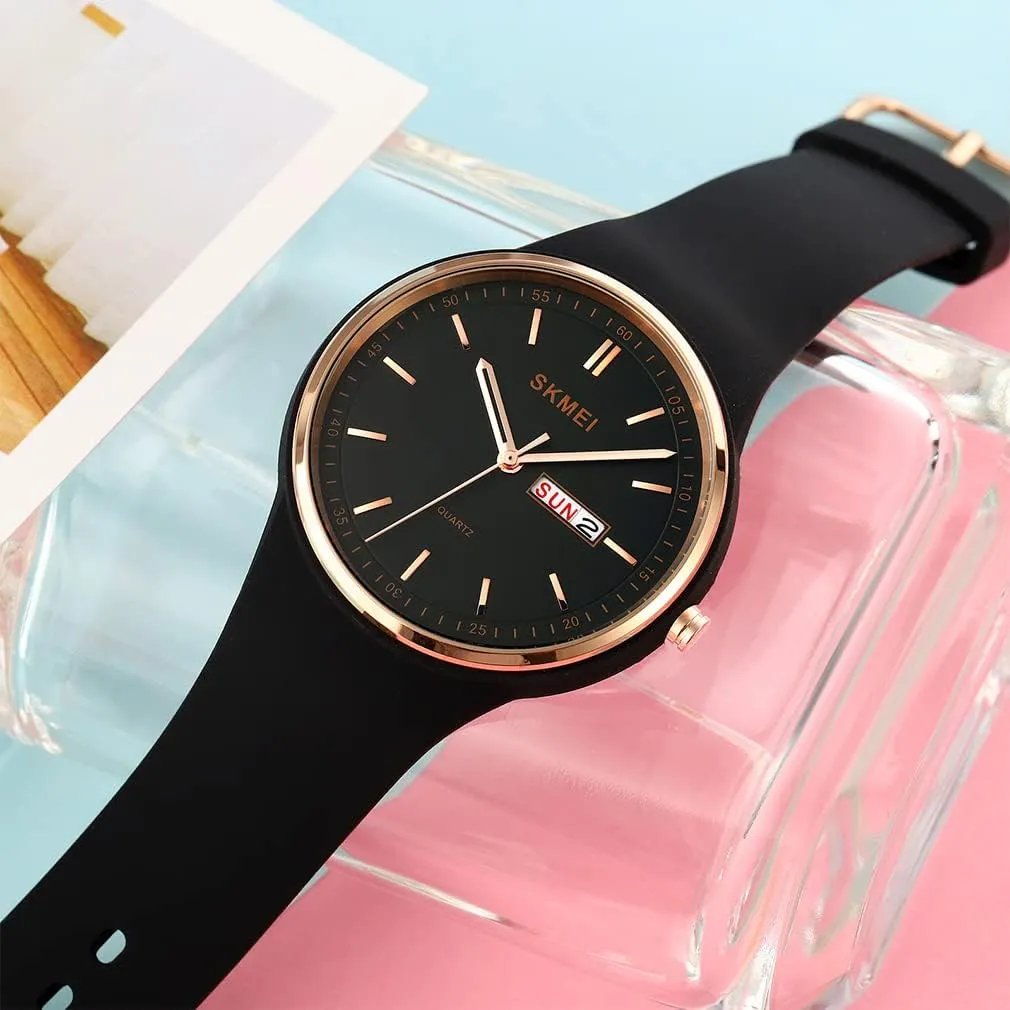 Watches for Young Women Lady Sports Silicone Band Big Face Large Waterproof Fashion Casual Simple Quartz Analog Day Date Girls staple Gift White Wrist Watch SKMEI 