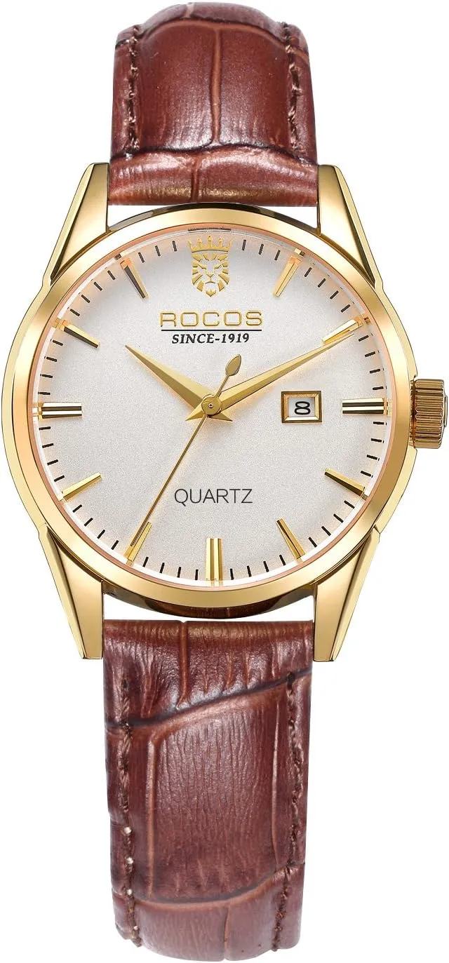 Watches Gold Wristwatch watertight rectify smell crossing quality mycology Quartz Watches Ladies Brown Leather Waterproof Ladies Gifts R0101L Women's Classic 