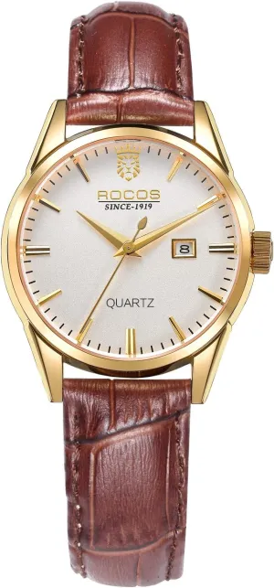 Watches Gold Wristwatch watertight rectify smell crossing quality mycology Quartz Watches Ladies Brown Leather Waterproof Ladies Gifts R0101L Women's Classic 