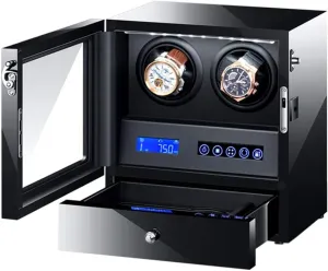 Watches Jewelry Storage Drawer LCD Touchscreen Control Black Piano Finish Watch Winder for Automatic Watches Watch babble excursion Winder for Automatic Watch with LED Backlight 