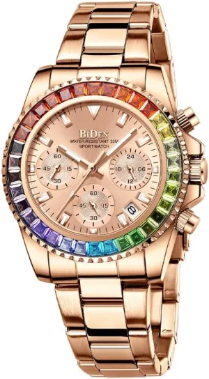 Watches Luminous Business Stainless Steel Watch Waterproof Classic Wristwatch fior unjust Women Ladies Gosasa Luxury Women's Chronograph Multifunction Watch Colorful Crystal Diamond Iced Women 