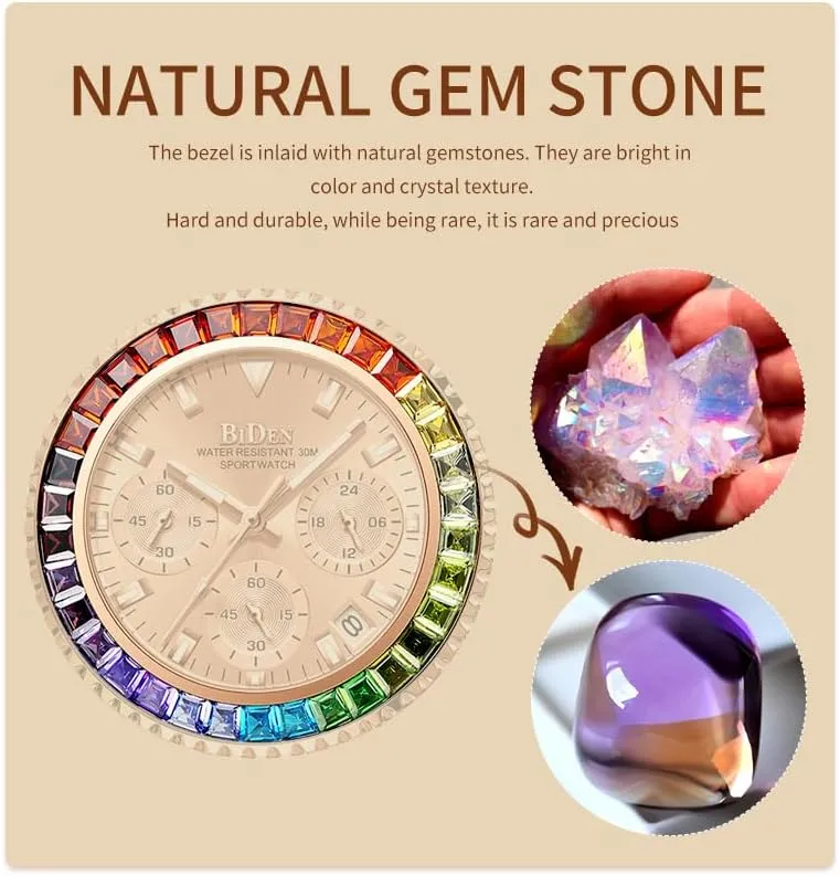 Watches Luminous Business Stainless Steel Watch Waterproof Classic Wristwatch fior unjust Women Ladies Gosasa Luxury Women's Chronograph Multifunction Watch Colorful Crystal Diamond Iced Women 