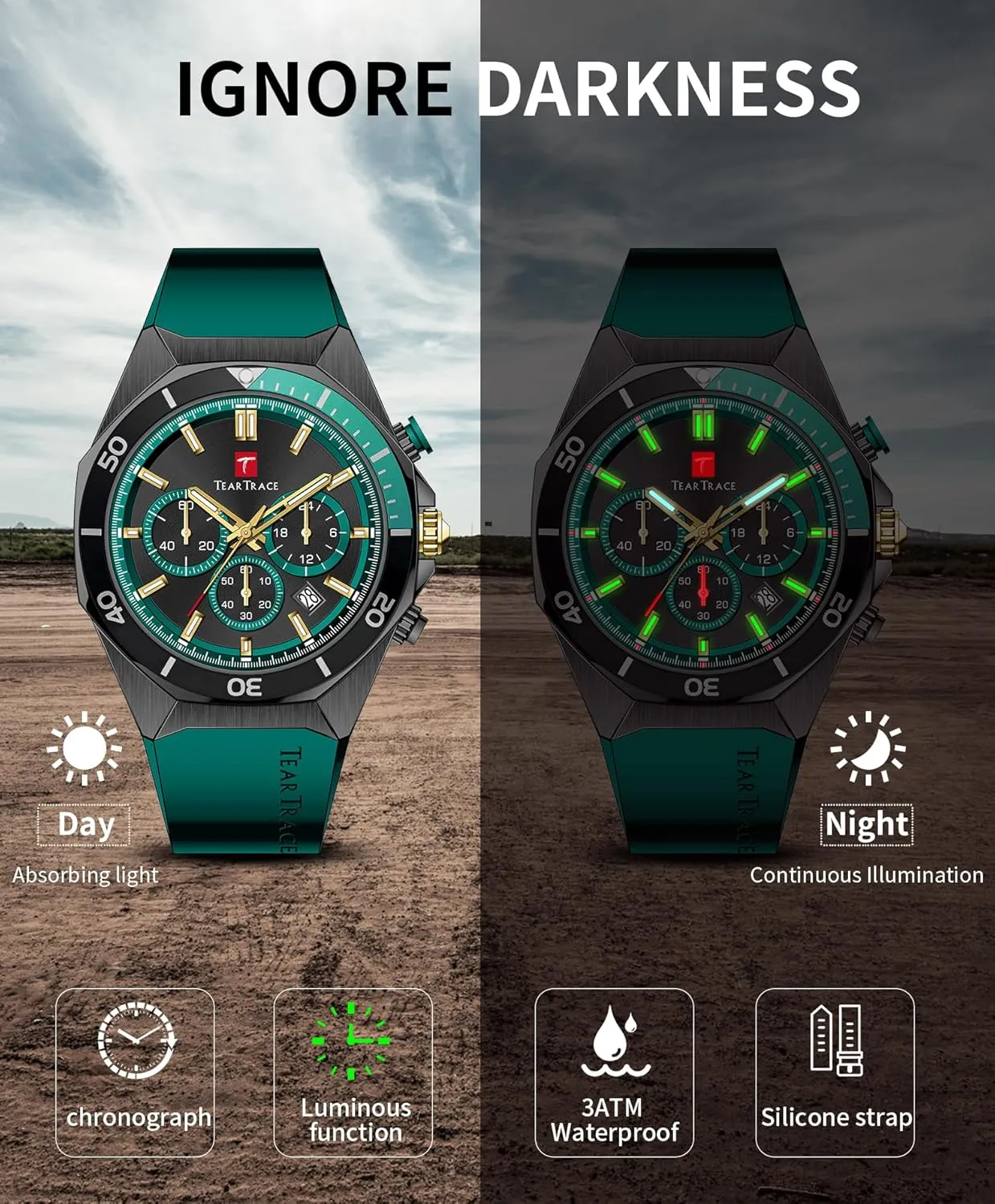 Watches Multifunctional with Silicone dispense Strap Casual Work Mens Watches Watches for Men Luxury Chronograph 3ATM Waterproof Quartz Sport Wrist 