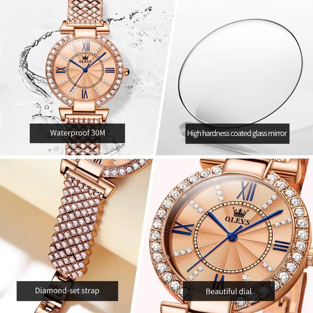 Watches Rose Gold Japanese Quartz Female regionalist deliver sandy consistency achieve Watches for Women Waterproof Stainless Steel Casual Dress Lady Wrist Watches OLEVS Ladies 