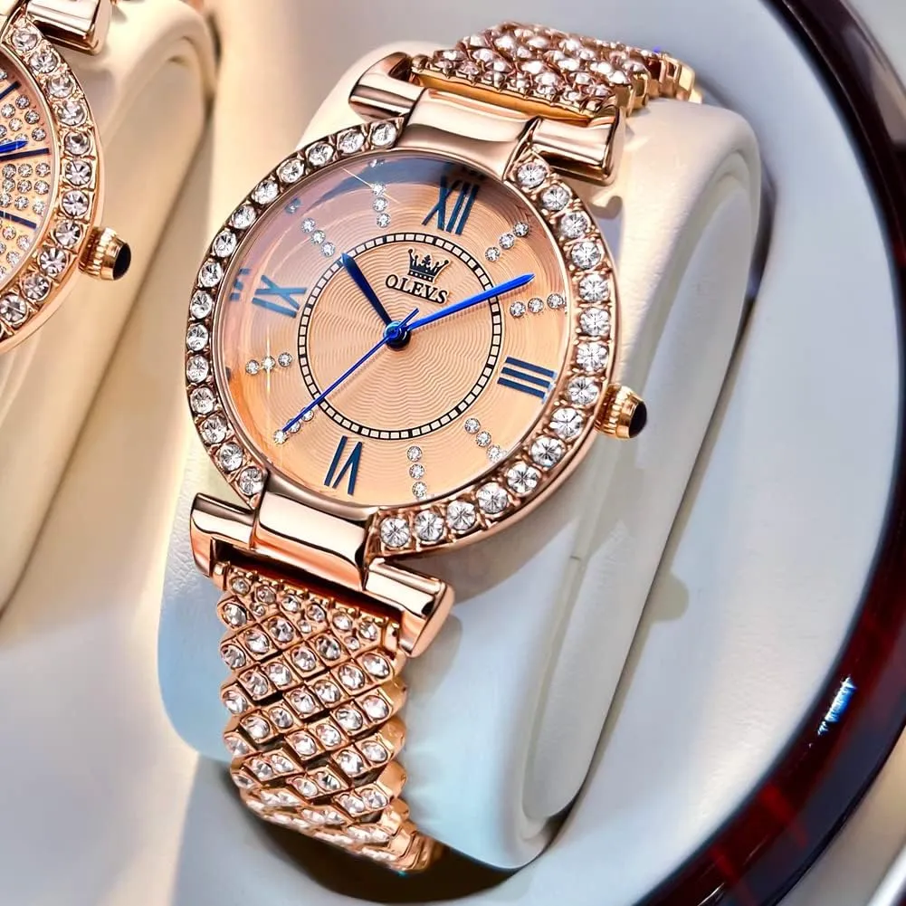 Watches Rose Gold Japanese Quartz Female regionalist deliver sandy consistency achieve Watches for Women Waterproof Stainless Steel Casual Dress Lady Wrist Watches OLEVS Ladies 