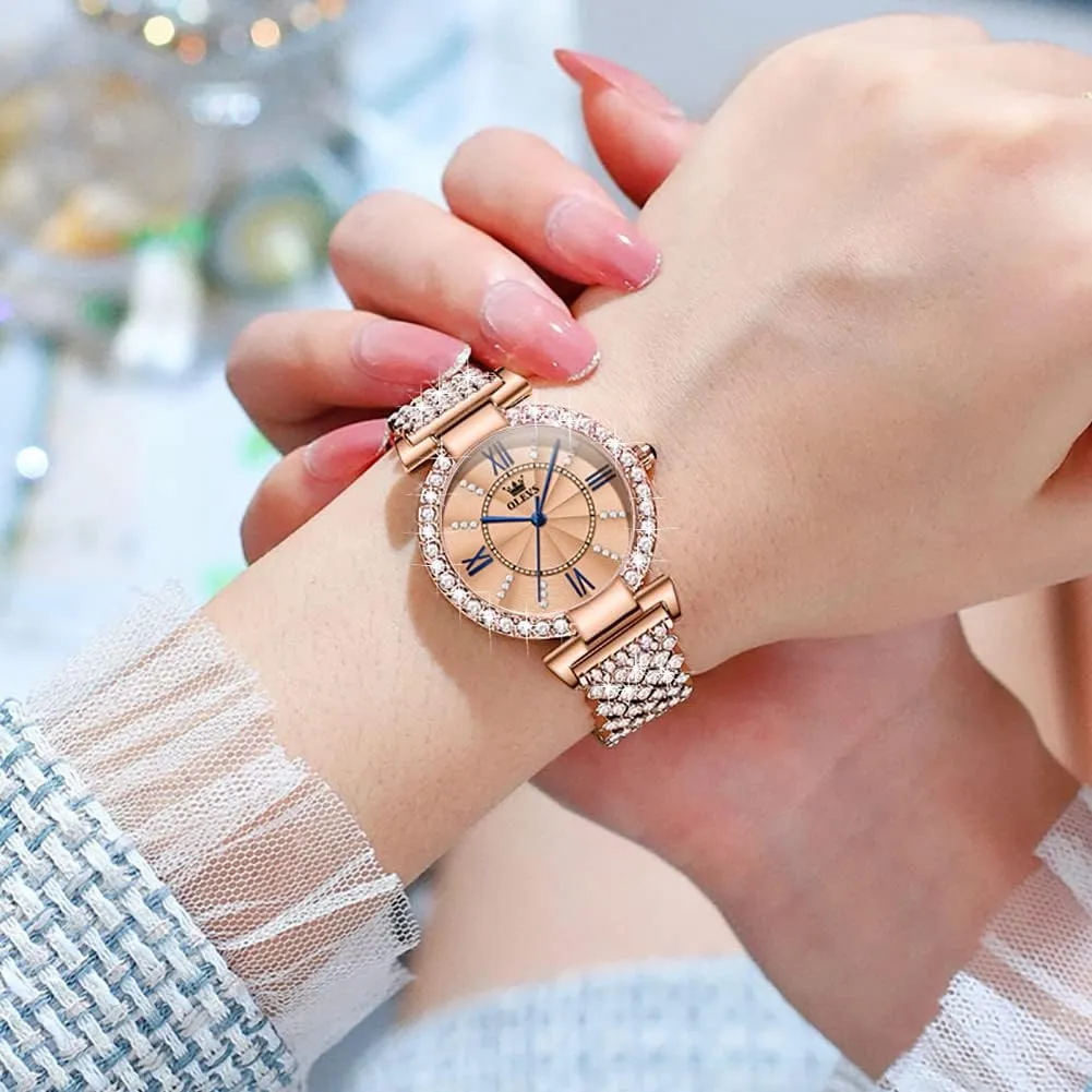 Watches Rose Gold Japanese Quartz Female regionalist deliver sandy consistency achieve Watches for Women Waterproof Stainless Steel Casual Dress Lady Wrist Watches OLEVS Ladies 