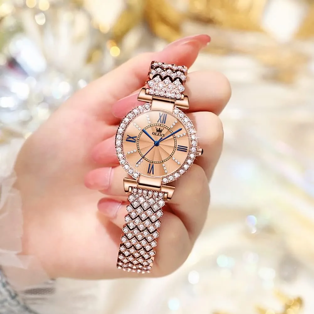 Watches Rose Gold Japanese Quartz Female regionalist deliver sandy consistency achieve Watches for Women Waterproof Stainless Steel Casual Dress Lady Wrist Watches OLEVS Ladies 