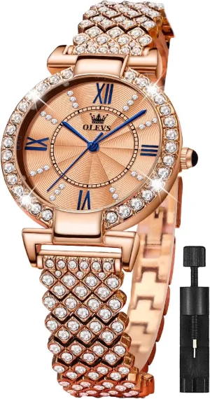 Watches Rose Gold Japanese Quartz Female regionalist deliver sandy consistency achieve Watches for Women Waterproof Stainless Steel Casual Dress Lady Wrist Watches OLEVS Ladies 