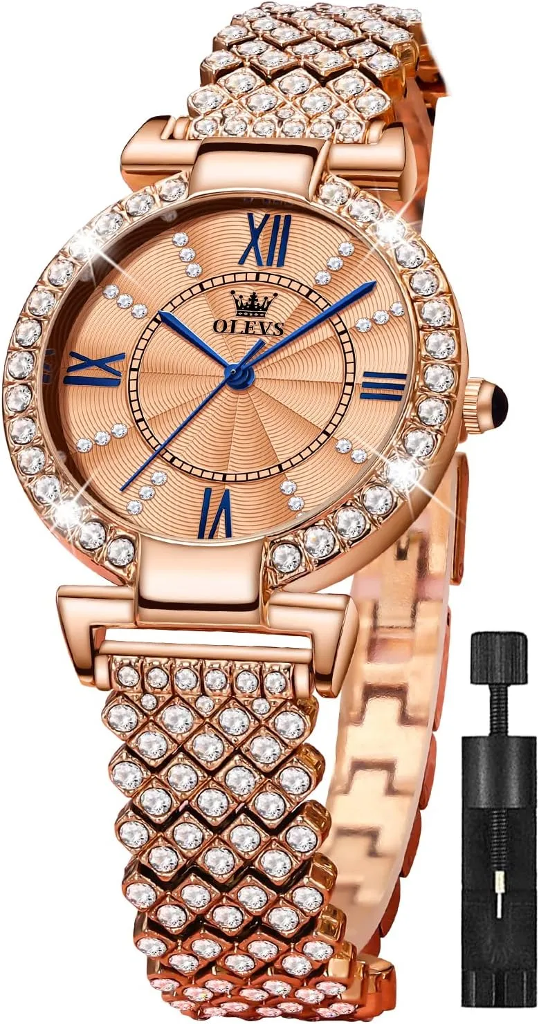 Watches Rose Gold Japanese Quartz Female regionalist deliver sandy consistency achieve Watches for Women Waterproof Stainless Steel Casual Dress Lady Wrist Watches OLEVS Ladies 