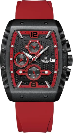 Watches Silicon Strap Dress Watch (Red) NAVIFORCE Watch industrially Wristwatch Fashion Hollow Big Dial Luminous Waterproof Sport Analog Quartz Business Mens 