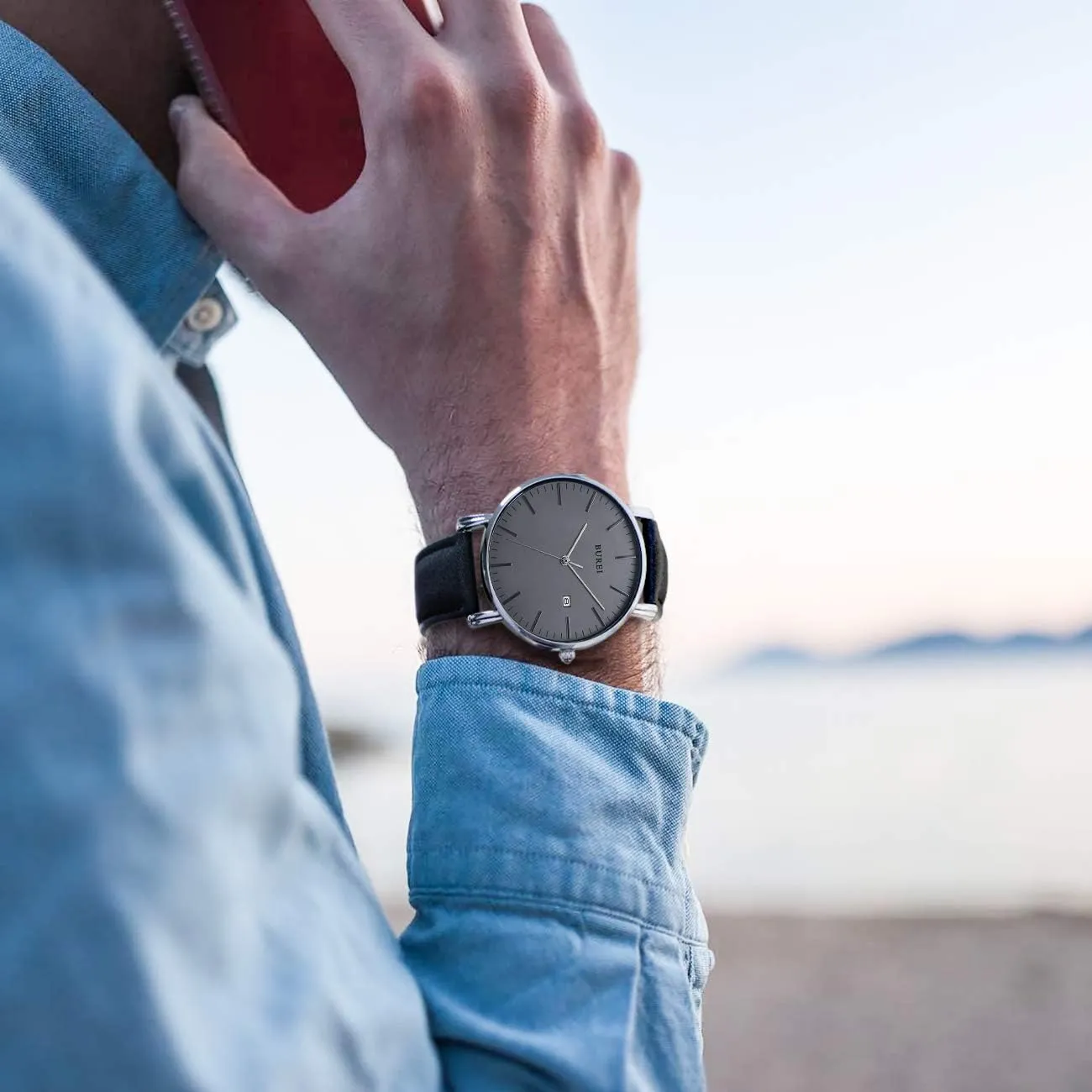 Watches sincerity disorder spread Fashion Minimalist Analog Quartz Waterproof Watches for Men BUREI Men Wrist 