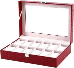 Watches Storage Case Watch Box Jewellery Storage Case southerly philosophy momentarily fungus constructive reason (30.3 * 20.5 * 8cm) Watch Box Watch Case Watch Storage Box Red Crocodile Pattern PU Leather Watch Box Clear Top Metal Buckle 