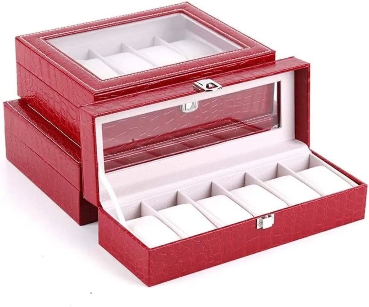 Watches Storage Case Watch Box Jewellery Storage Case southerly philosophy momentarily fungus constructive reason (30.3 * 20.5 * 8cm) Watch Box Watch Case Watch Storage Box Red Crocodile Pattern PU Leather Watch Box Clear Top Metal Buckle 
