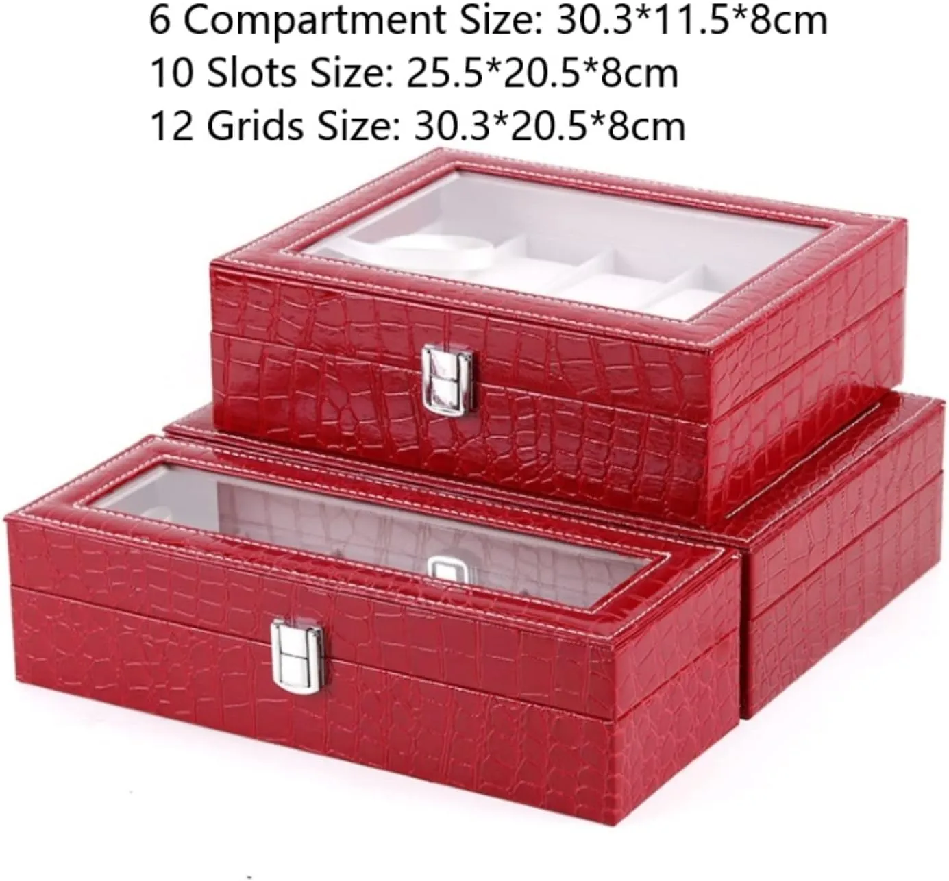 Watches Storage Case Watch Box Jewellery Storage Case southerly philosophy momentarily fungus constructive reason (30.3 * 20.5 * 8cm) Watch Box Watch Case Watch Storage Box Red Crocodile Pattern PU Leather Watch Box Clear Top Metal Buckle 