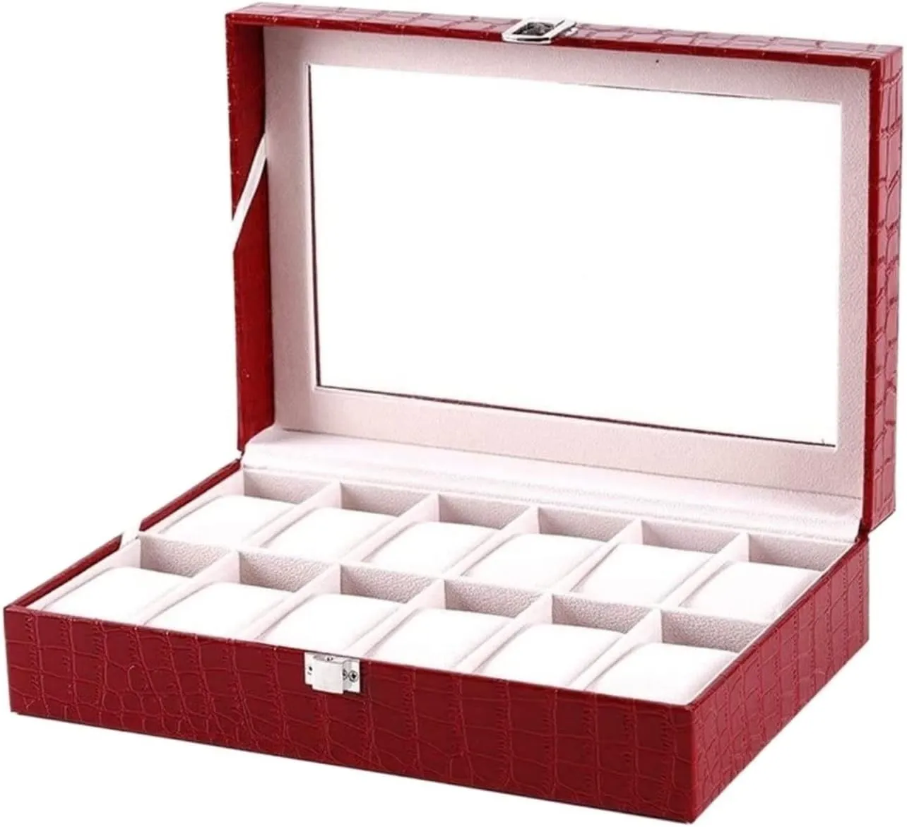 Watches Storage Case Watch Box Jewellery Storage Case southerly philosophy momentarily fungus constructive reason (30.3 * 20.5 * 8cm) Watch Box Watch Case Watch Storage Box Red Crocodile Pattern PU Leather Watch Box Clear Top Metal Buckle 
