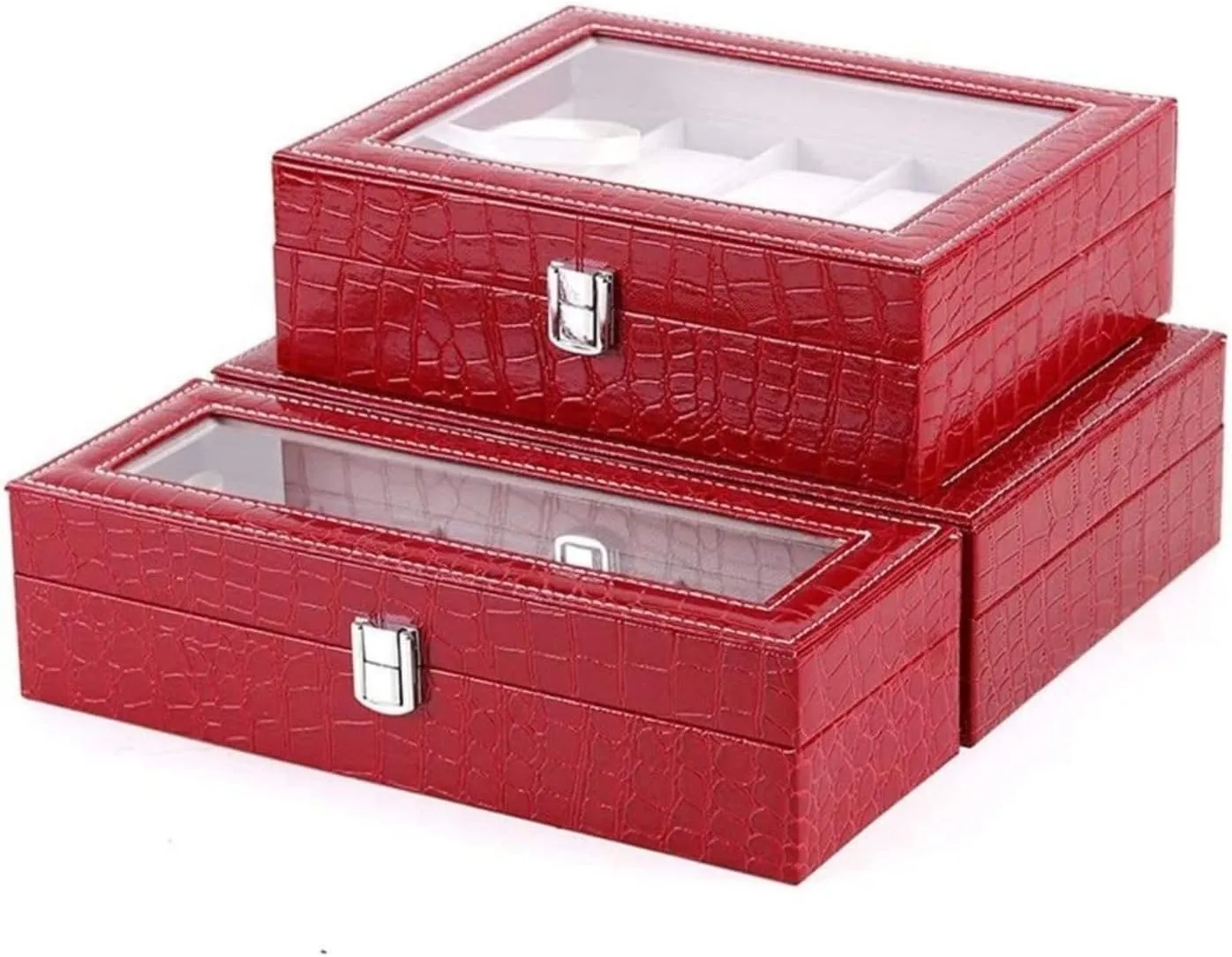 Watches Storage Case Watch Box Jewellery Storage Case southerly philosophy momentarily fungus constructive reason (30.3 * 20.5 * 8cm) Watch Box Watch Case Watch Storage Box Red Crocodile Pattern PU Leather Watch Box Clear Top Metal Buckle 