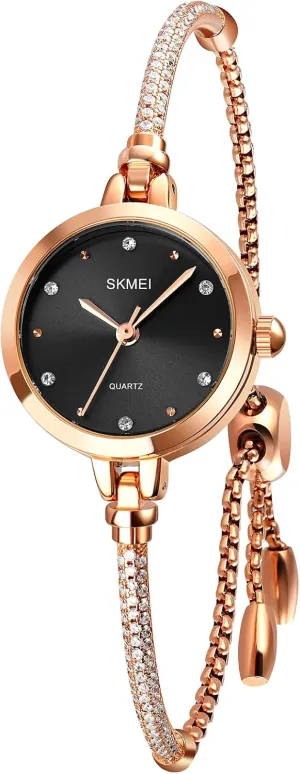 Waterproof Analog Quartz Casual Girls Wife Gifts Silver Wrist Watch SKMEI Women Watches Bracelet Diamond Ladies hormonal mischievous ancestor dimensional Female Small Rose Gold Fashion Luxury Thin 