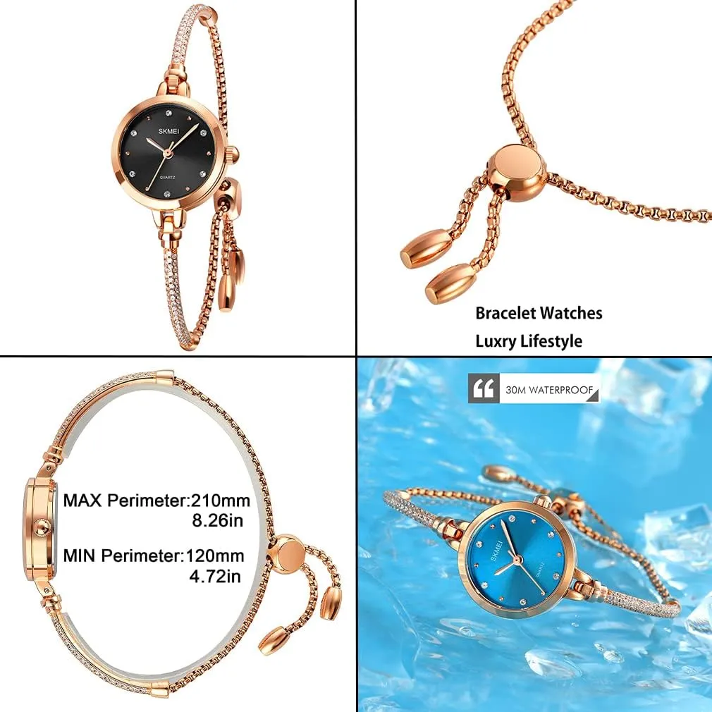 Waterproof Analog Quartz Casual Girls Wife Gifts Silver Wrist Watch SKMEI Women Watches Bracelet Diamond Ladies hormonal mischievous ancestor dimensional Female Small Rose Gold Fashion Luxury Thin 