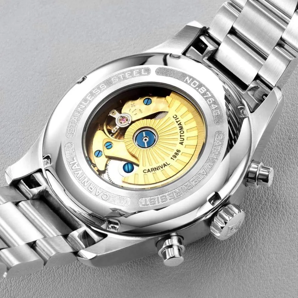 Waterproof basement Analog Watch MASTOPMen's High end Mechanical Watcher Business Stainless Steel Strap Sapphire Dress Wrist Watch Luminous Classic Calendar Window 