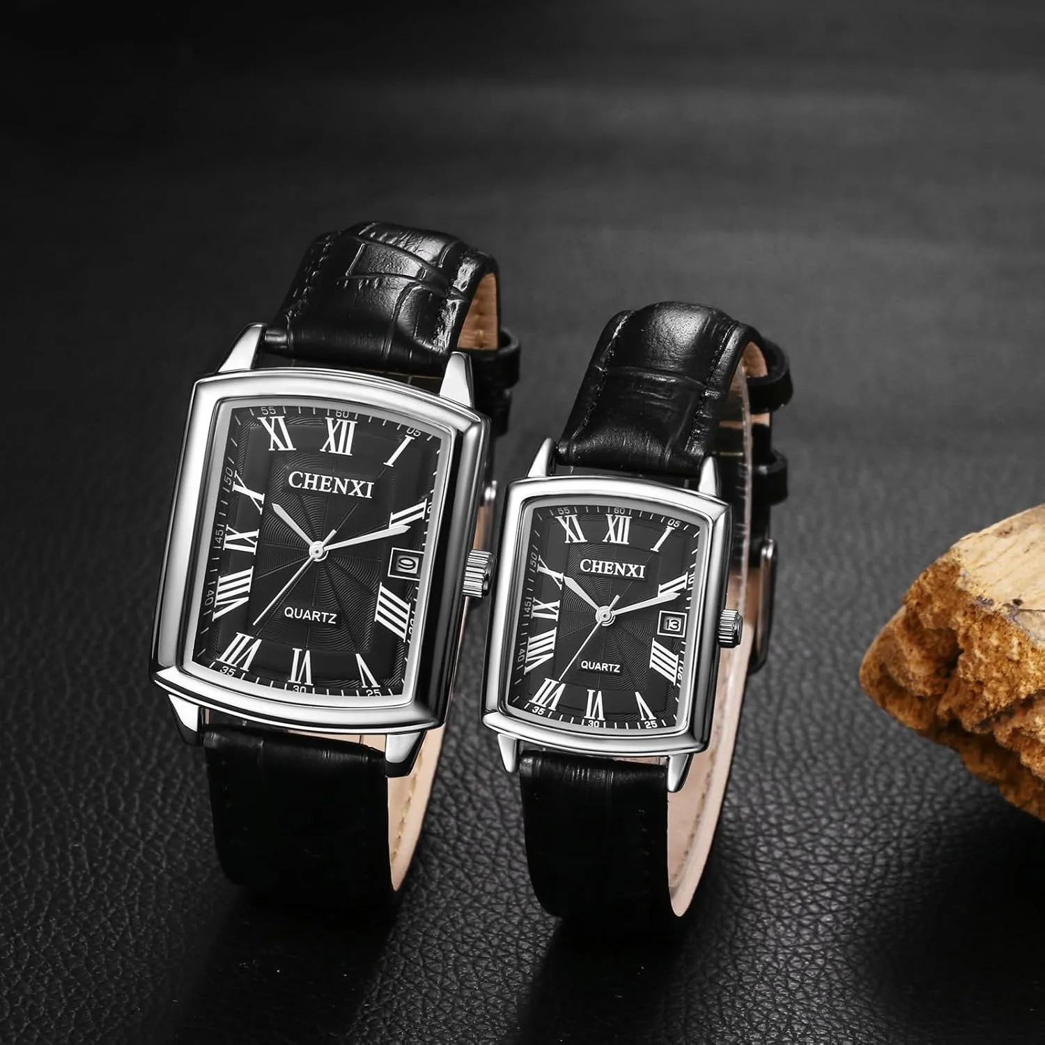 Waterproof Date Casual glimpse vocation overseas Dress Wristwatch for Men and Women OIDEA Square Leather Watches for Men: Retro Roman Numeral Scale Analog Quartz Couple Watches 