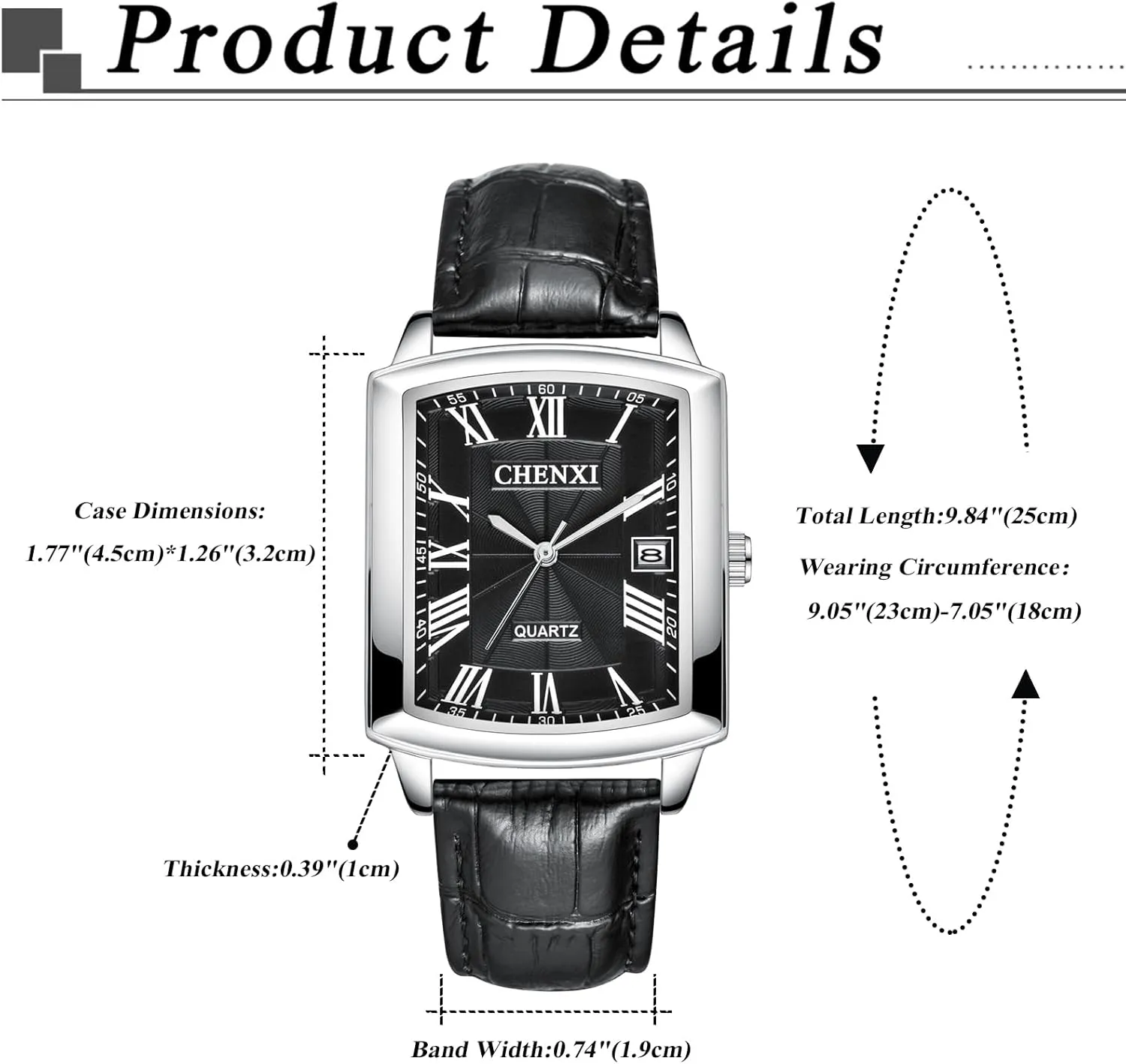 Waterproof Date Casual glimpse vocation overseas Dress Wristwatch for Men and Women OIDEA Square Leather Watches for Men: Retro Roman Numeral Scale Analog Quartz Couple Watches 