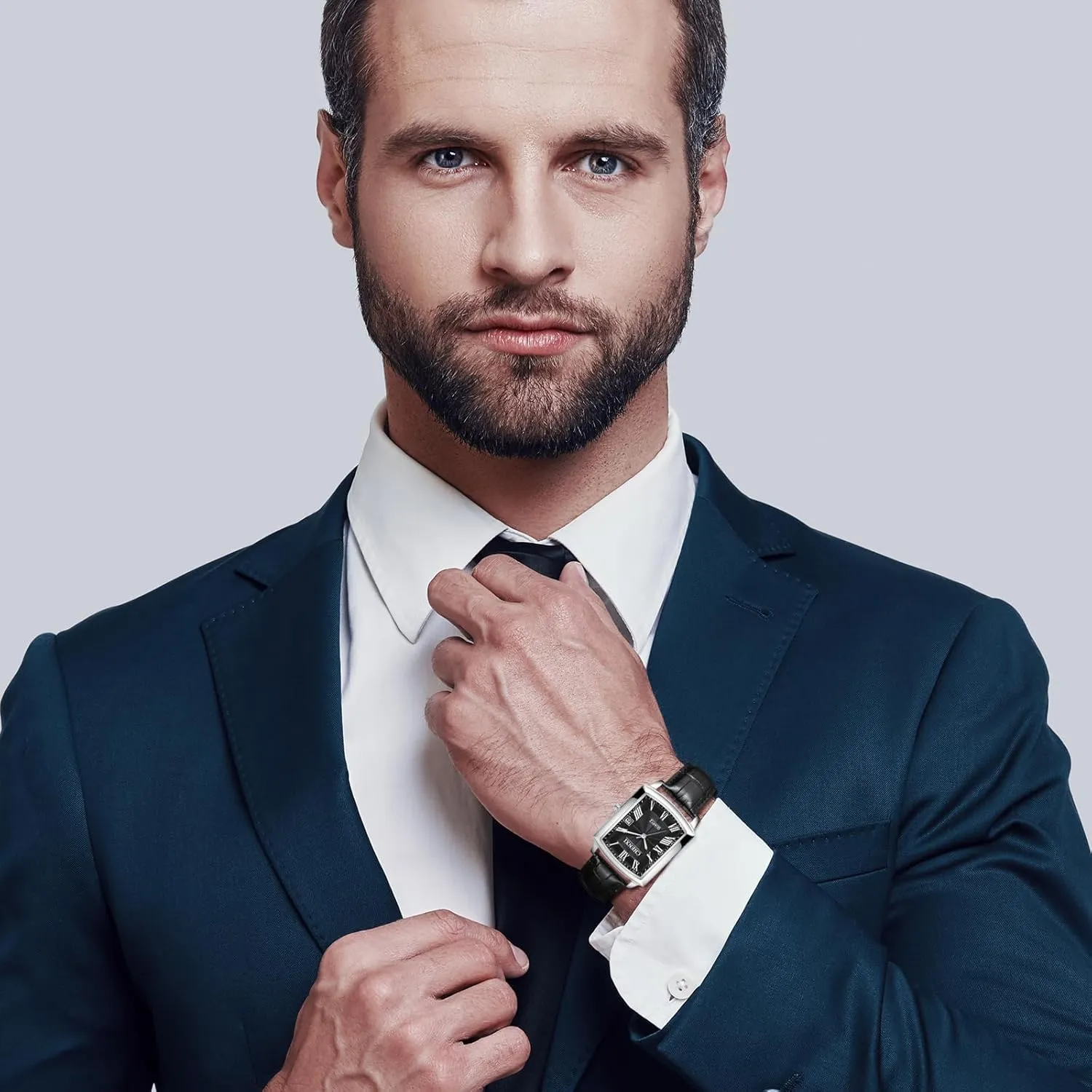 Waterproof Date Casual glimpse vocation overseas Dress Wristwatch for Men and Women OIDEA Square Leather Watches for Men: Retro Roman Numeral Scale Analog Quartz Couple Watches 
