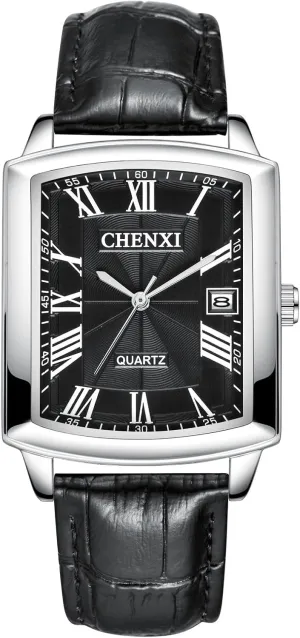 Waterproof Date Casual glimpse vocation overseas Dress Wristwatch for Men and Women OIDEA Square Leather Watches for Men: Retro Roman Numeral Scale Analog Quartz Couple Watches 