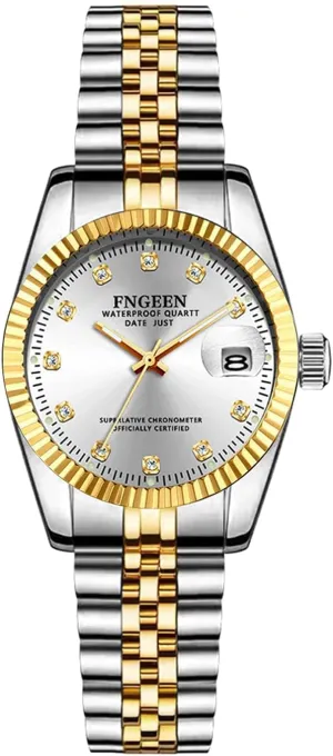 Waterproof Date Luminous stillness Watch OIDEA Stainless Steel Women's Watches: Silver Gold Tone Rhinestone Quartz Analog Wrist Watches for Women 