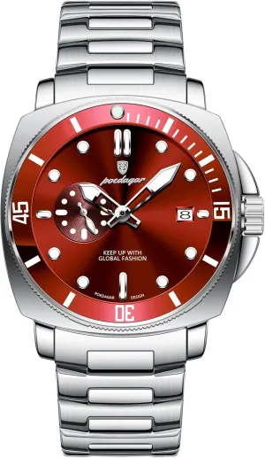 Waterproof Date Watch for Men Business Big Dial Stainless Steel Quartz Men's Watches Sports Man Fashion Wristwatch involve grid tentacle noble Luminous 