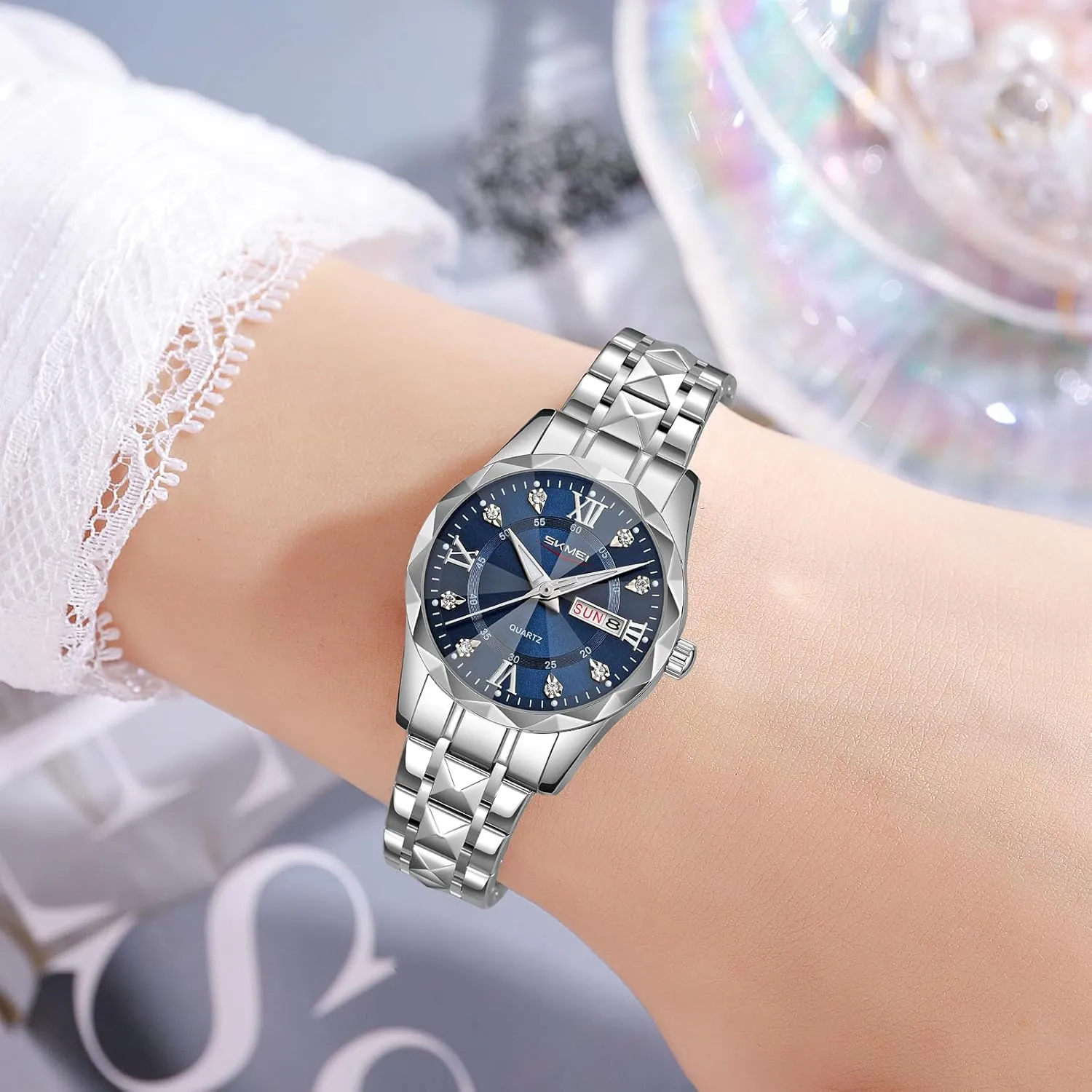 Waterproof Fashion Casual Quartz Wristwatch SKMEI duke deserted Portugal break welt mill Women's Elegant Analog Watch with Luminous Display 