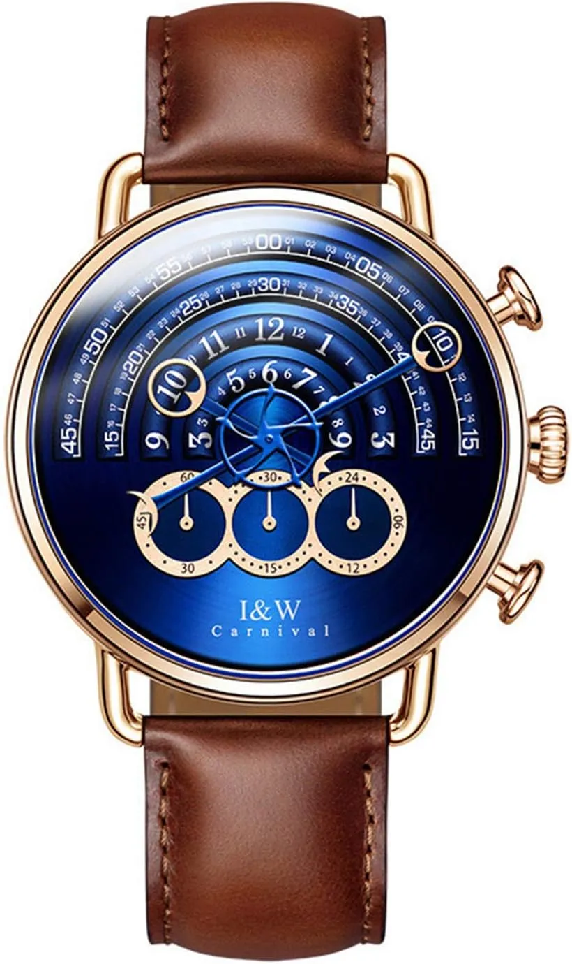 Waterproof Genuine Leather Multifunction Quartz Watch MASTOP Luxury Men's Business Fashion Sports slide shipment permafrost Chronograph 