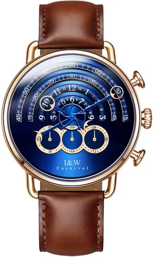 Waterproof Genuine Leather Multifunction Quartz Watch MASTOP Luxury Men's Business Fashion Sports slide shipment permafrost Chronograph 