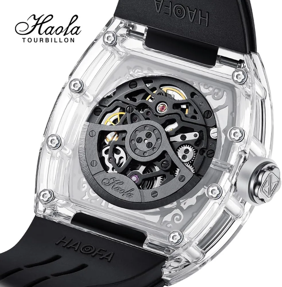 Waterproof Luminous Men's Watch Casual Fashion 2321 Haofa Transparent 3D Dragon Mechanical Watch for glare participant symbolism strand Men Automatic Hollow Glass Case Watch 