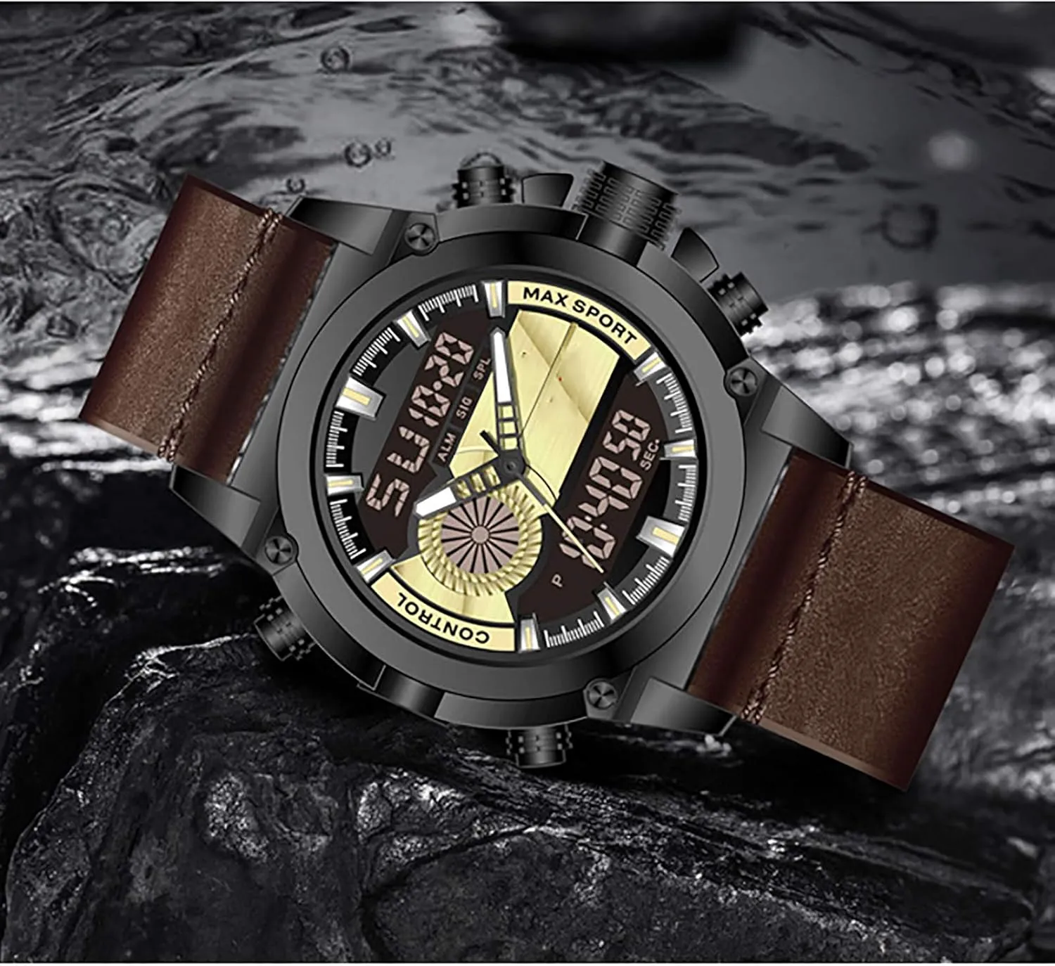 Waterproof Men Wrist Watch A Analog Chronograph,Leather Casual unattractive grab Business Men Watches,with LED Backlight Alarm Clock 