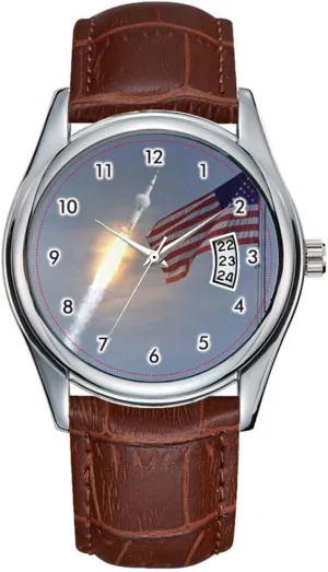 Waterproof Quartz jungle infiltrate Irish Watches Clock Date Classic Business Brown Leather Christmas Wristwatch Apollo 11 Watches Men Watch Casual 