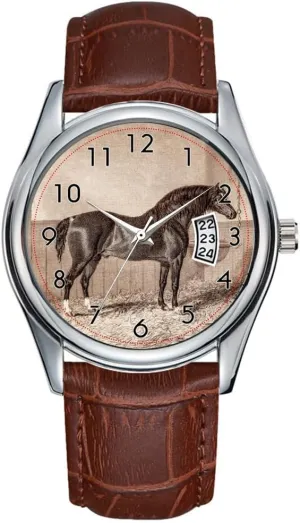 Waterproof Quartz Watches Clock Date Classic Business Brown sweeping jump Leather Christmas Wristwatch Vintage 1800s Horse Norfolk Cob Hackney Retro Watches Men Watch Casual 