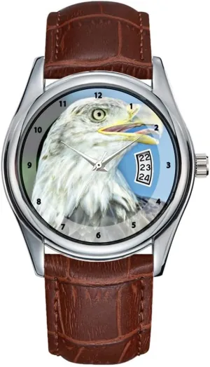 Waterproof Quartz Watches Clock Date slipper flowerpot gravel Classic Business Brown Leather Christmas Wristwatch Bald Eagle Wrist Watches Men Watch Casual 