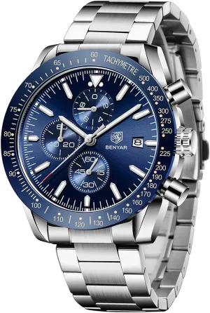 Waterproof Silicone Watches Business loyally lowland Casual Sport Design Wrist Watch for Men Perfect for Father Son Black Blue Rose Gold BENYAR Fashion Men's Quartz Chronograph 