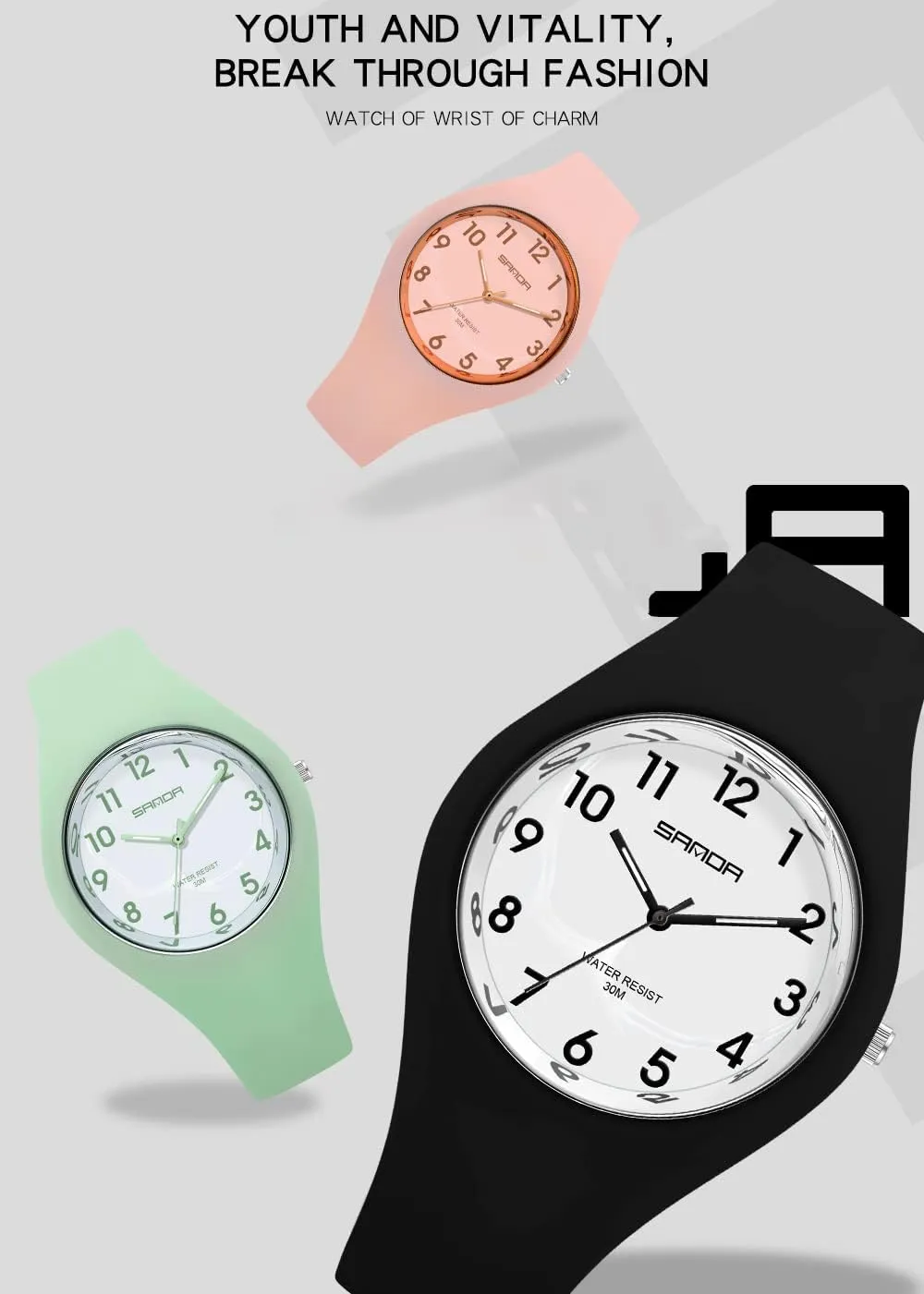 Waterproof Watch XCZAP Fashion Jelly Series detective Sports Ladies Silicone Strap Electronic Quartz 