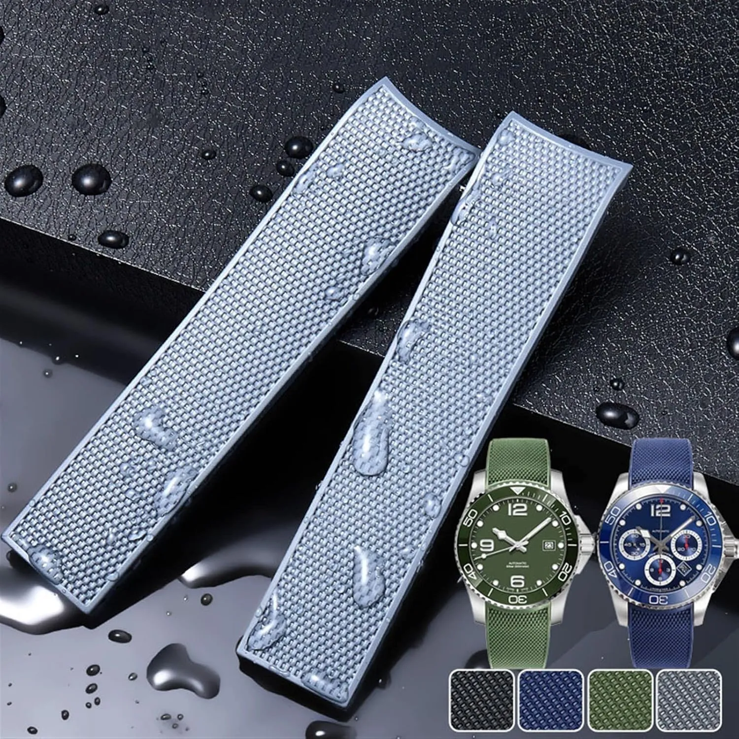 Waterproof Watchband grotto Rubber Silicone Watch Strap for master Conquest HydroConquest L3 Watchband 21mm 